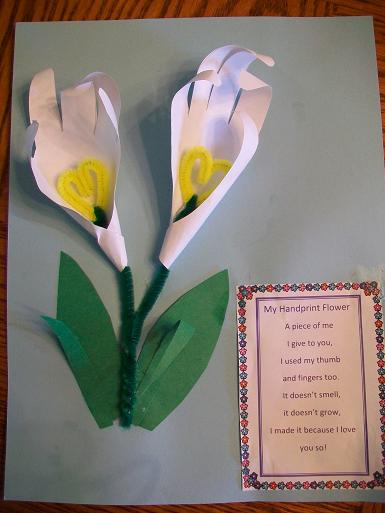 mother's day handprint flower poem